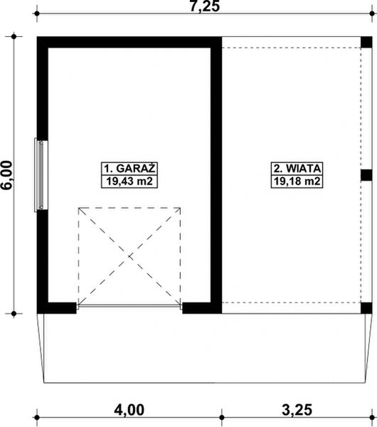 Parter projektu G82 - Budynek garażowy z wiatą