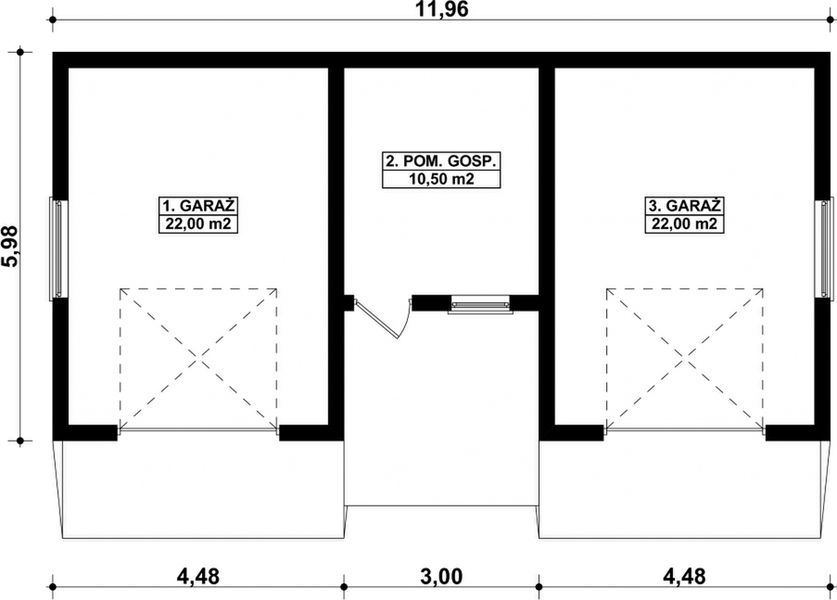Parter projektu G83 - Budynek garażowo - gospodarczy