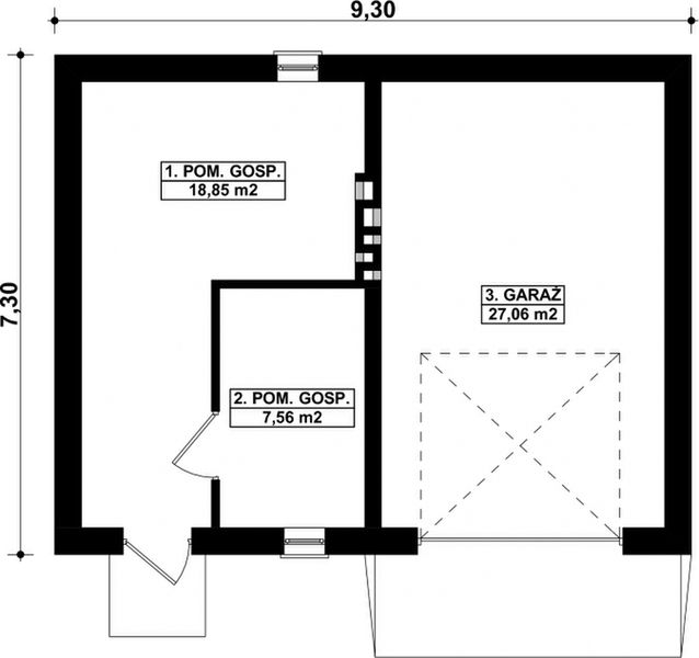Parter projektu G85 - Budynek garażowo - gospodarczy