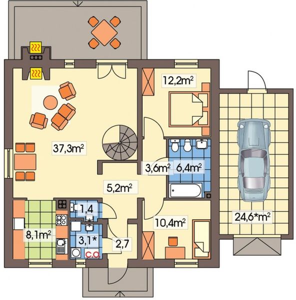 Parter projektu Magda wersja B z pojedynczym garażem