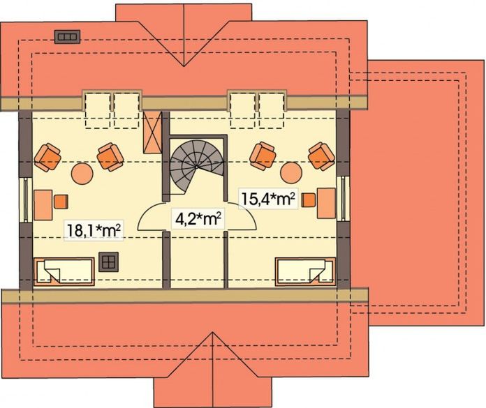 Poddasze projektu Magda wersja B z pojedynczym garażem