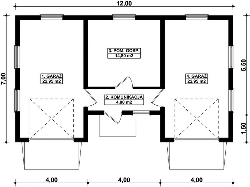Parter projektu G301 - Budynek garażowo - gospodarczy