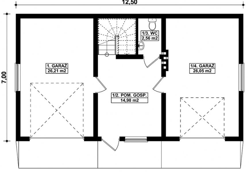 Parter projektu G308 - Budynek garażowo - gospodarczy