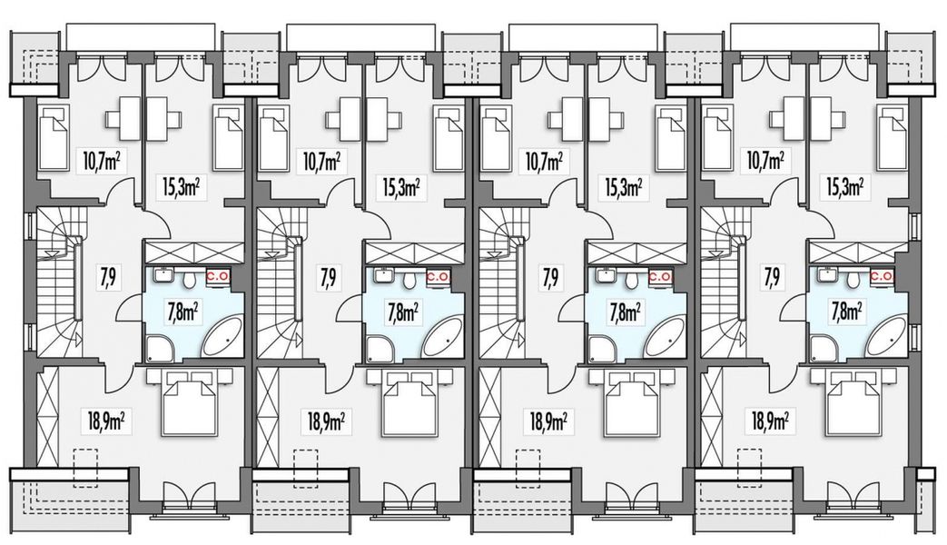 Poddasze projektu Hubert 2 zestaw 4 segmentów PL+SL+SL+LL