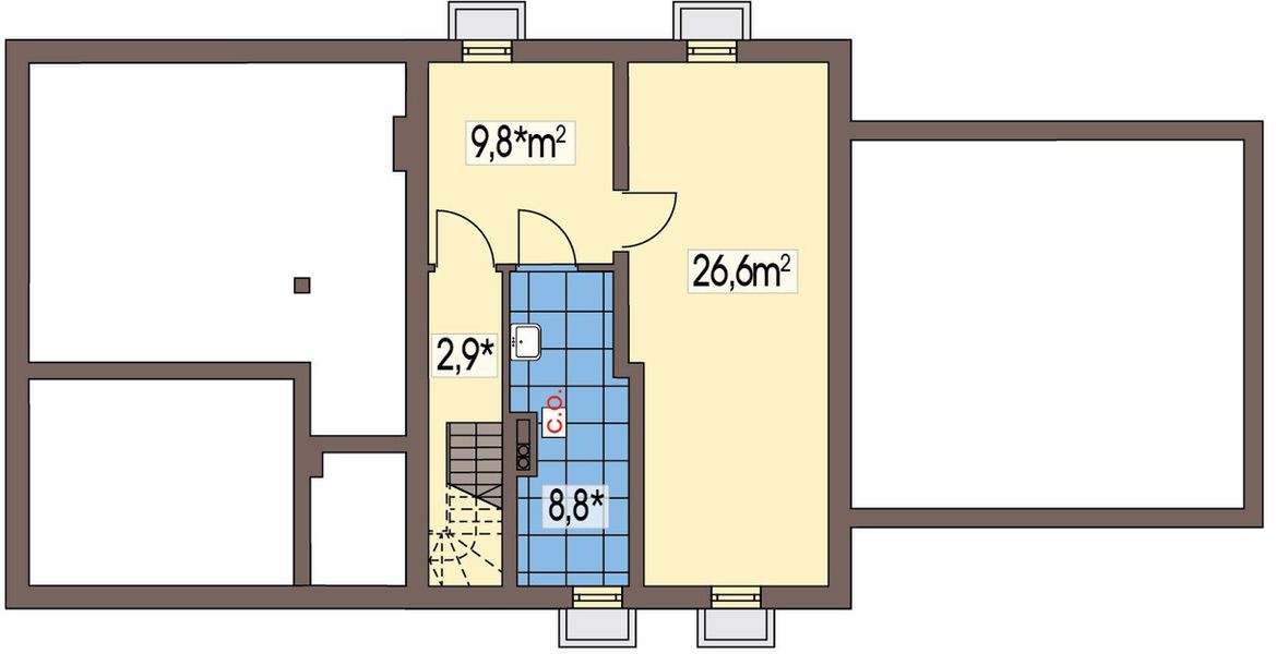 Piwnica projektu Gienia F z piwnicą, podwójny garaż, strop teriva