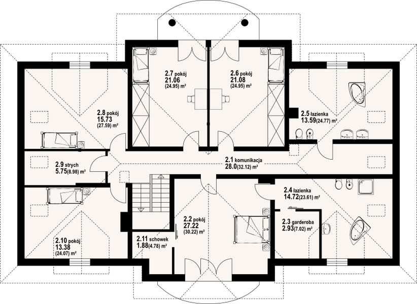 Poddasze projektu Gdów nowy 9x