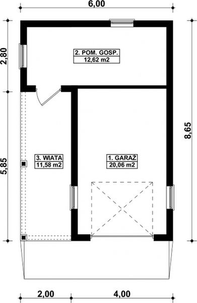 Parter projektu G39 - Budynek garażowo - gospodarczy