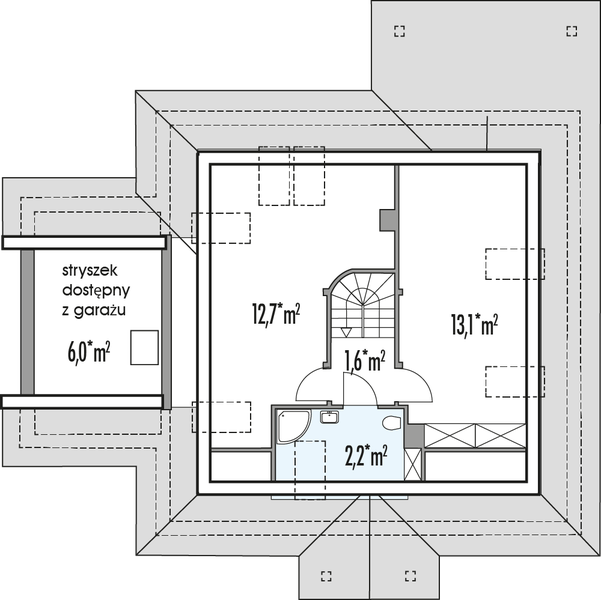 Poddasze projektu Magnolia B garaż