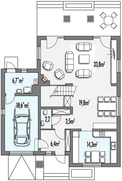 Parter projektu Cyprys A garaż
