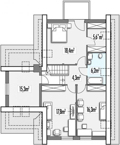 Poddasze projektu Cyprys A garaż