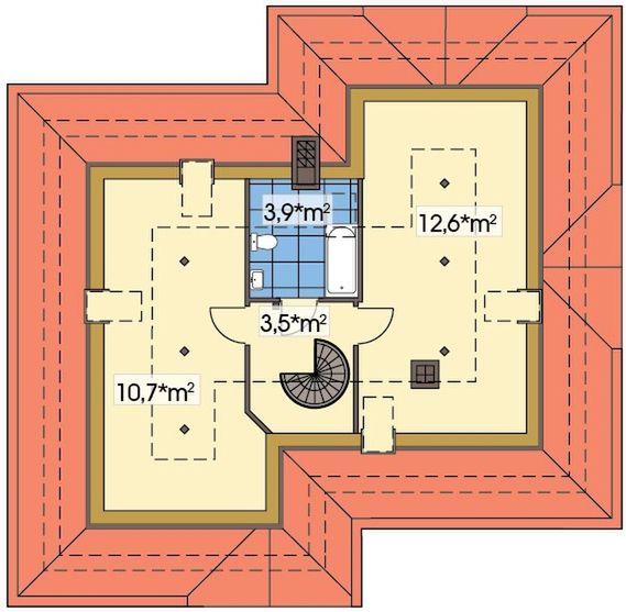 Poddasze projektu Wierzba A schody kręte