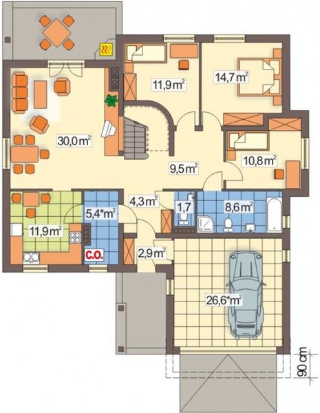 Parter projektu Wierzba 2 wersja A