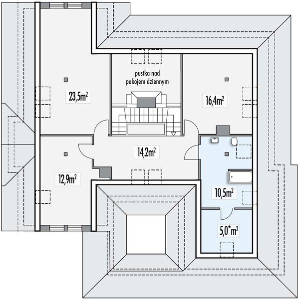 Poddasze projektu Jesion A 2 garaże