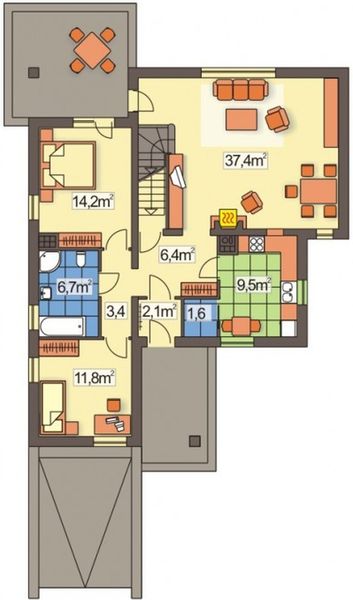 Parter projektu Borowik wersja A podpiwniczona