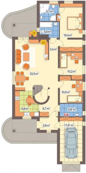 Parter projektu Niezapominajka wersja A z pojedynczym garażem