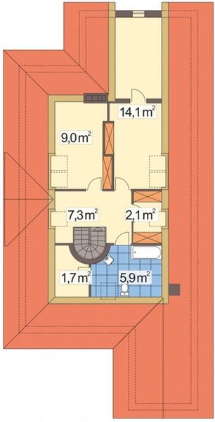 Poddasze projektu Niezapominajka wersja A z pojedynczym garażem
