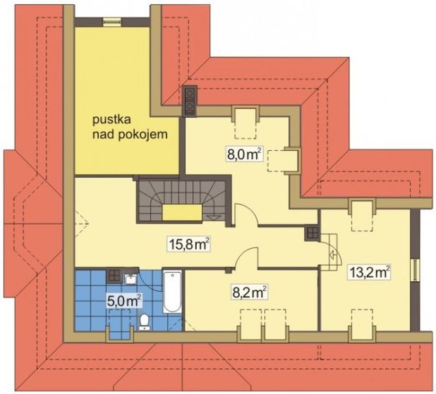 Poddasze projektu W Sam Raz wersja B z pojedynczym garażem