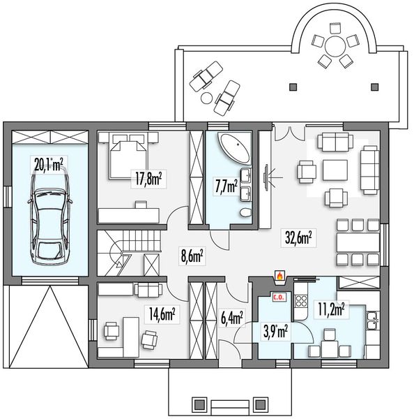 Parter projektu Lilia B garaż