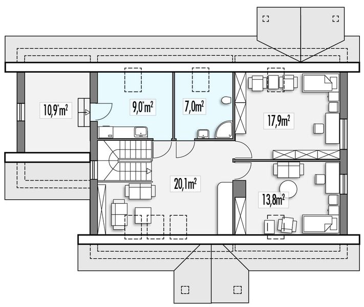 Poddasze projektu Lilia B garaż