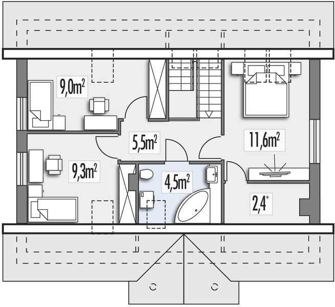 Poddasze projektu Sosenka 1A