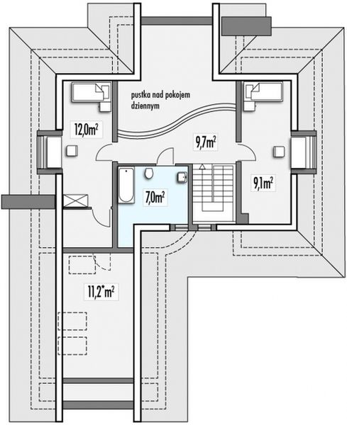 Poddasze projektu Bilbo A 2 garaże