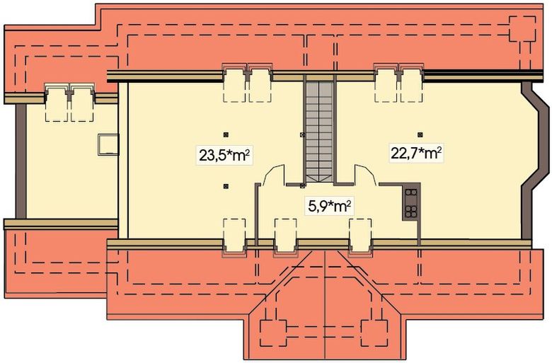 Poddasze projektu Frodo wersja D dach 2-spadowy z pojedynczym garażem