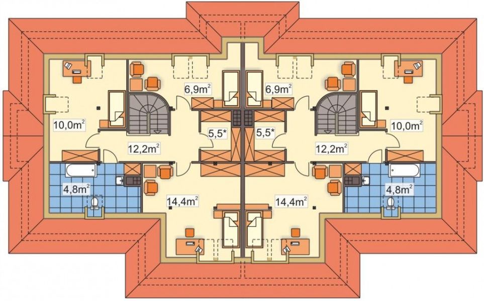 Poddasze projektu Cynamon wersja A z wykuszem
