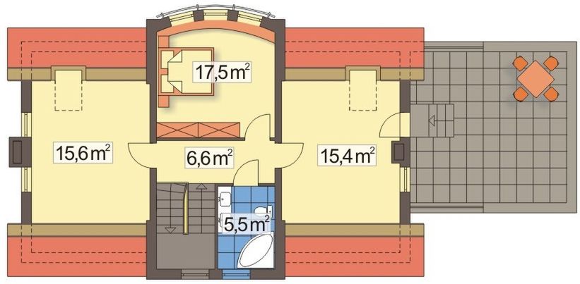 Poddasze projektu Słonecznik wersja A z podw. gar. na wąską działkę