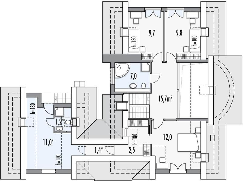 Poddasze projektu Zacisze A 2 garaże