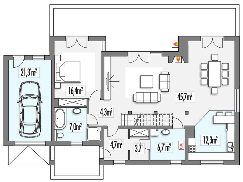 Parter projektu Krzyś B garaż