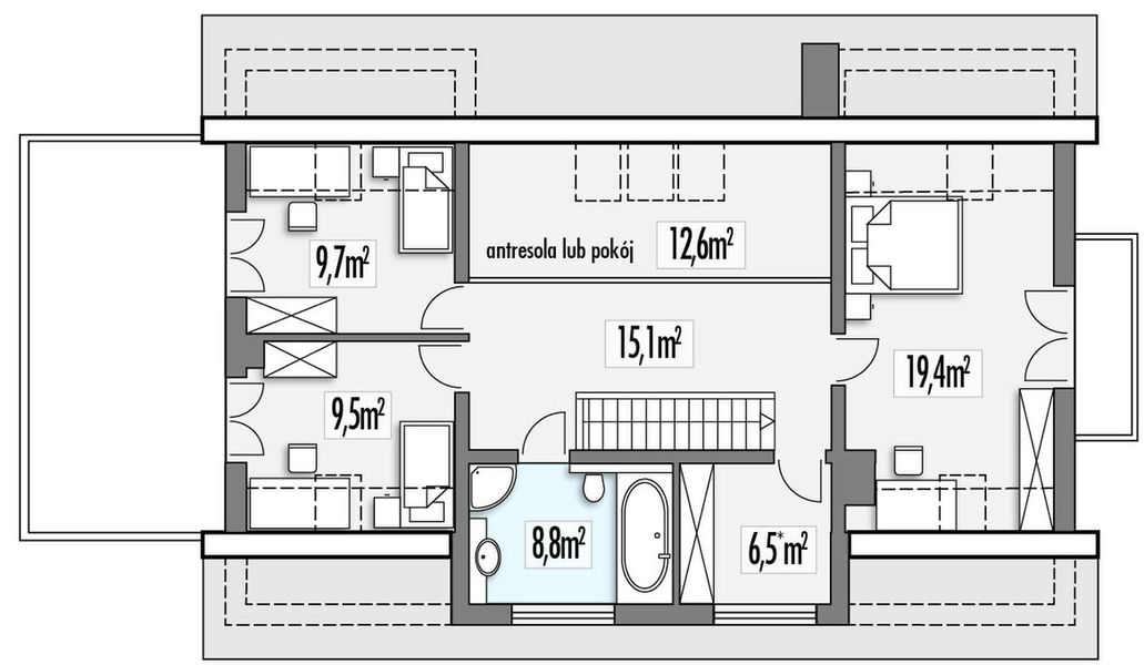 Poddasze projektu Krzyś B garaż