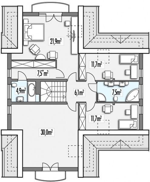 Poddasze projektu Amelka A 2-garaże