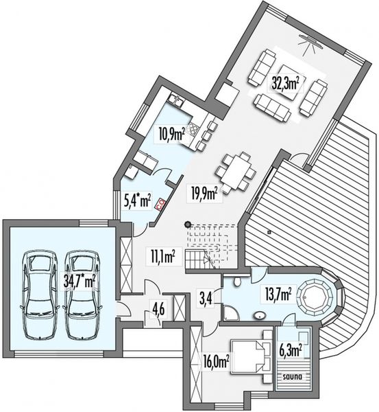 Parter projektu Bursztyn B 2-garaże