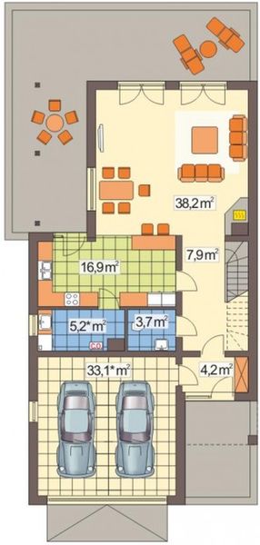 Parter projektu Pistacja A 2-garaże