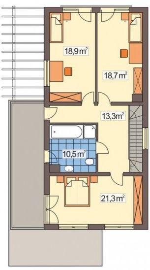 Piętro 1 projektu Pistacja A 2-garaże
