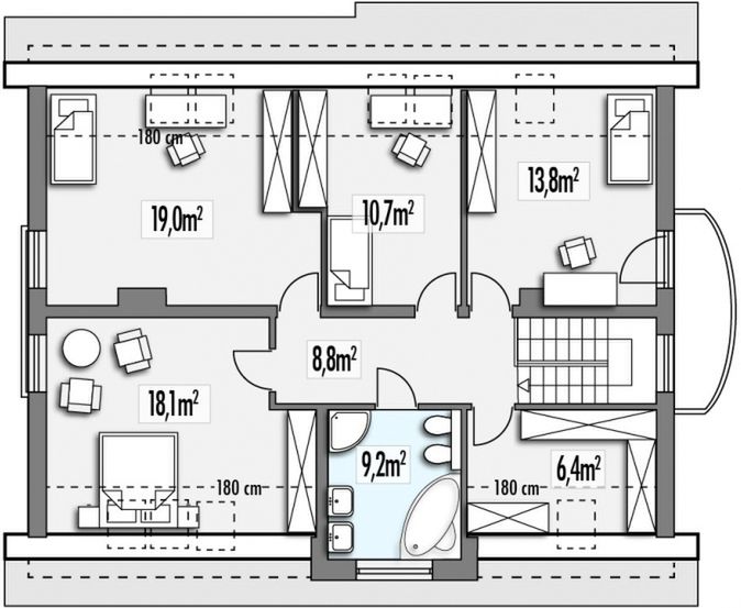 Poddasze projektu Aster A 2-garaże