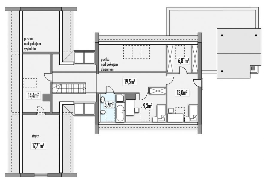 Poddasze projektu Bruno A 2-garaże
