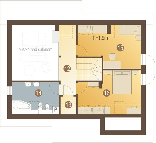 Poddasze projektu Alka II z garażem 1-st. [A]