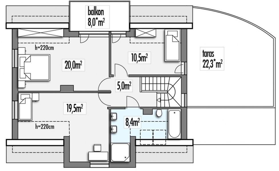 Poddasze projektu Adaś C 2-garaże