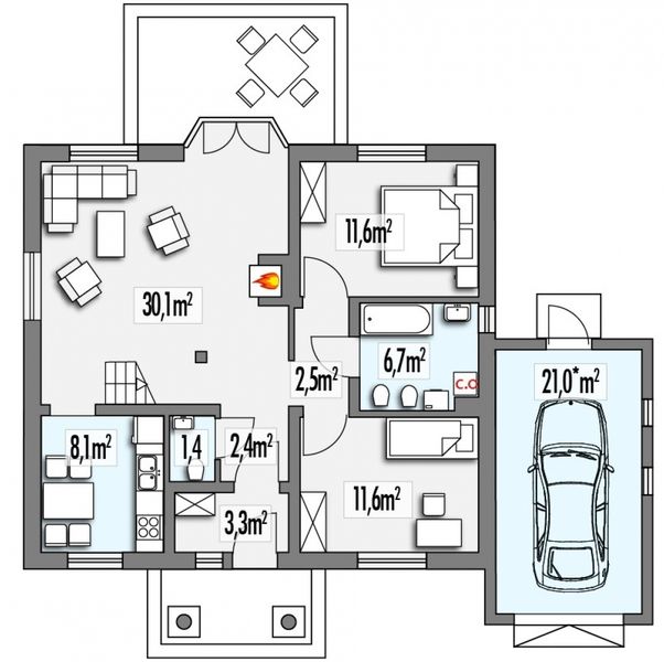 Parter projektu Angela C garaż