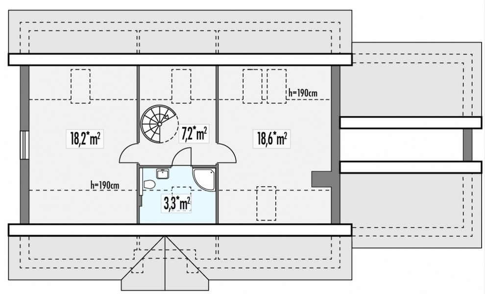 Poddasze projektu Azalia D z podwójnym garażem