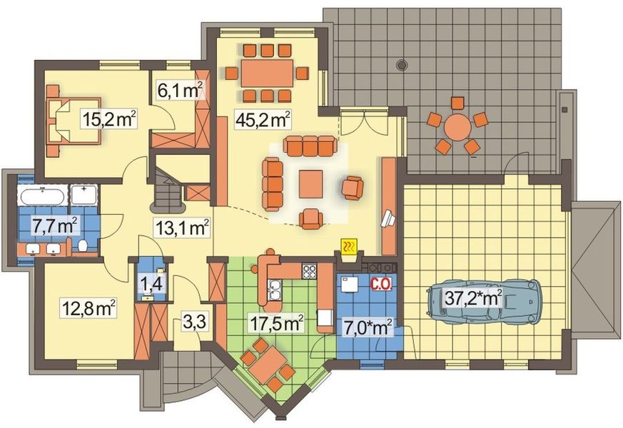 Parter projektu Irys 2 B podwójny garaż, wąska działka