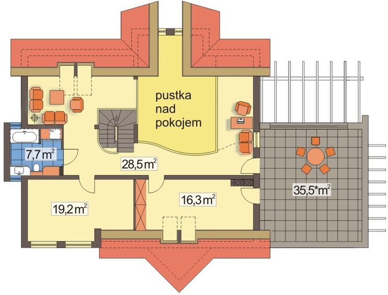 Poddasze projektu Irys 2 B podwójny garaż, wąska działka