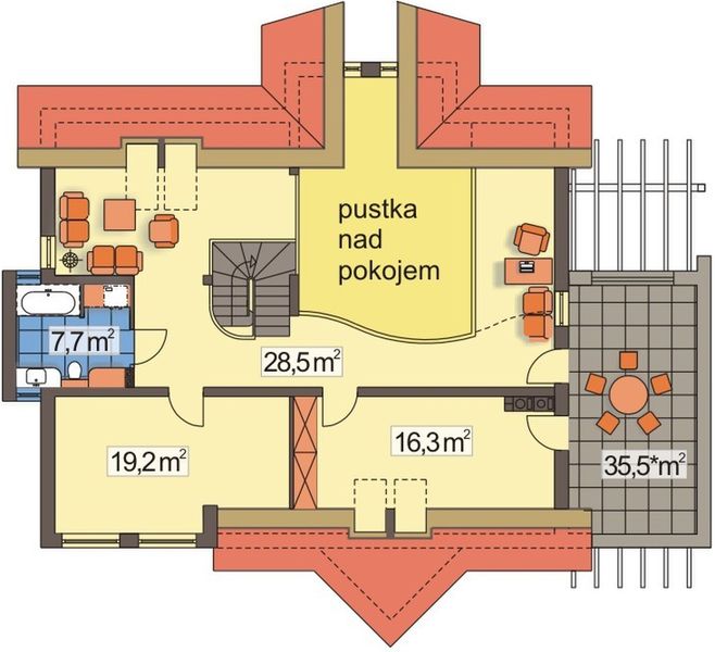 Poddasze projektu Irys 2 C pojedynczy garaż
