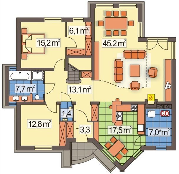 Parter projektu Irys 2 D bez garażu