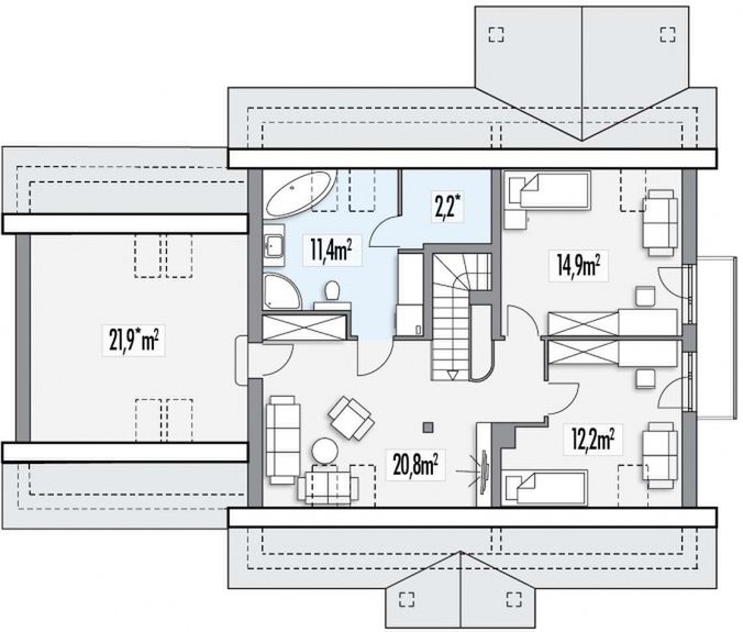 Poddasze projektu Jagódka C 2-garaże