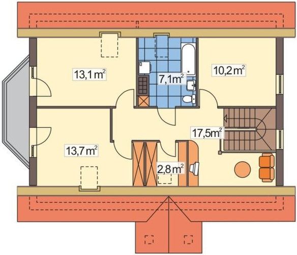 Poddasze projektu Konwalia wersja A bez garażu