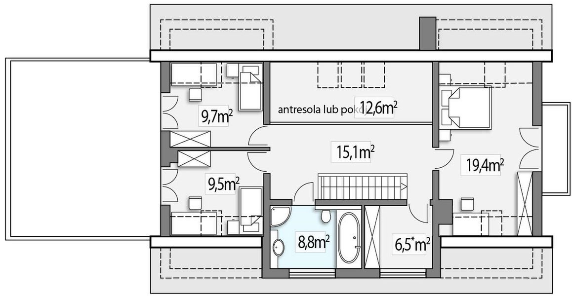 Poddasze projektu Krzyś C 2-garaże