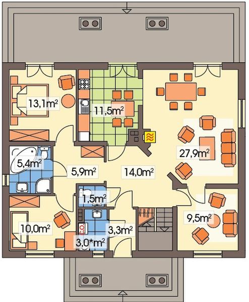 Parter projektu Leokadia wersja A bez garażu