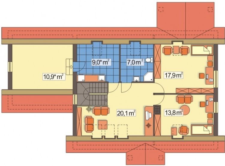 Poddasze projektu Lilia C 2-garaże